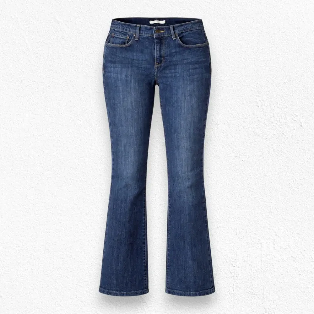 Levi's 515 Dark Wash Mid Rise Classic Western Bootcut Flare Denim Jeans Size 8